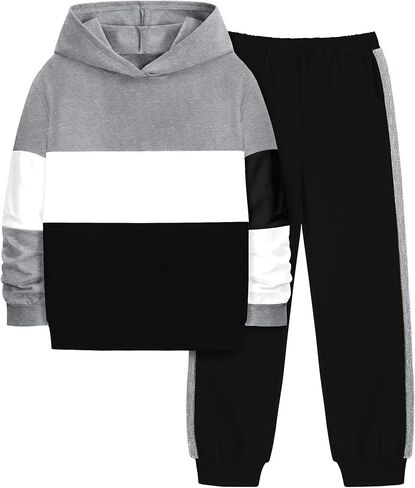 Crazyme Boys Clothes Long Sleeve Hoodie Sweatshirts and Sweatpants Set 2 Piece Fall Winter Boys Hoodies Size 6-14 in Saudi Arabia