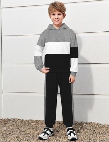 Crazyme Boys Clothes Long Sleeve Hoodie Sweatshirts and Sweatpants Set 2 Piece Fall Winter Boys Hoodies Size 6-14 in Saudi Arabia