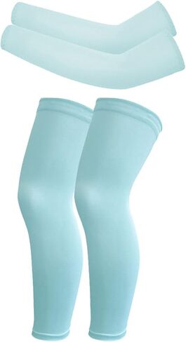 Hotfiary 2 Pairs Kids Youth Compression Arm Sleeves and Leg Sleeves Set Non Slip for Basketball Football UV Sun Protection in Kuwait