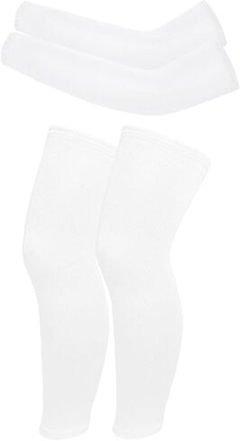 Hotfiary 2 Pairs Kids Youth Compression Arm Sleeves and Leg Sleeves Set Non Slip for Basketball Football UV Sun Protection in Kuwait