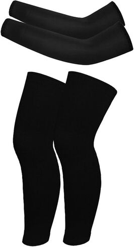 Hotfiary 2 Pairs Kids Youth Compression Arm Sleeves and Leg Sleeves Set Non Slip for Basketball Football UV Sun Protection in Kuwait