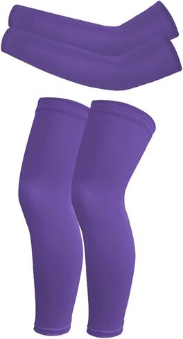 Hotfiary 2 Pairs Kids Youth Compression Arm Sleeves and Leg Sleeves Set Non Slip for Basketball Football UV Sun Protection in Kuwait