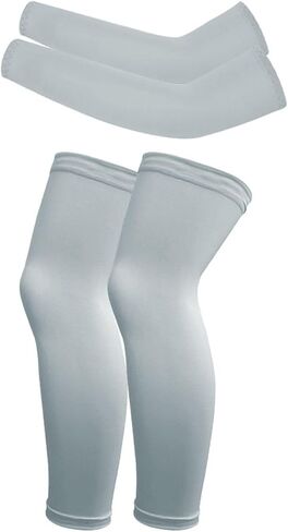 Hotfiary 2 Pairs Kids Youth Compression Arm Sleeves and Leg Sleeves Set Non Slip for Basketball Football UV Sun Protection in Kuwait