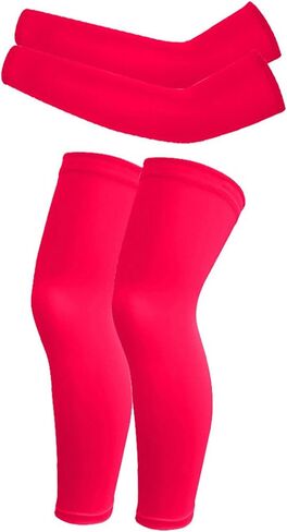 Hotfiary 2 Pairs Kids Youth Compression Arm Sleeves and Leg Sleeves Set Non Slip for Basketball Football UV Sun Protection in Kuwait