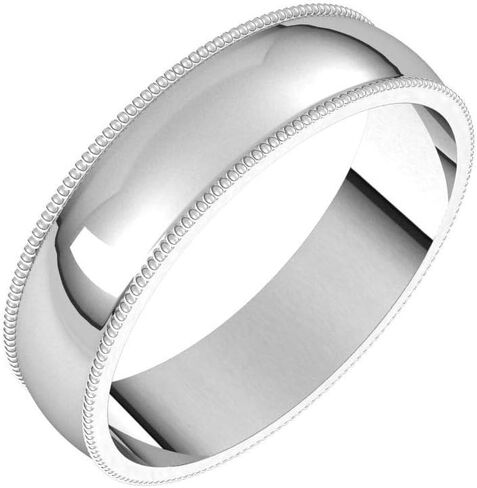 Milgrain Domed Wedding Band Beleved Edge Solid 925 Sterling Silver Real 10k 14k 18k 18k Rose Rose White Gold أو Platinum Ring Light Classic Classic STEPT 2MM 4MM 6MM 8MM in Kuwait