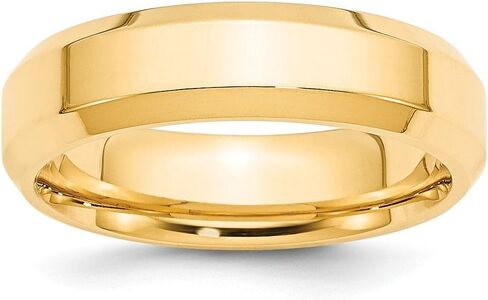 Solid 14k Yellow Gold 6mm Bevel Edge Comfort Fit Wedding Band Ring in Saudi Arabia
