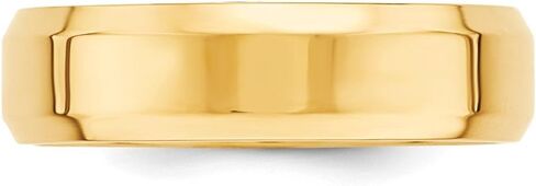 Solid 14k Yellow Gold 6mm Bevel Edge Comfort Fit Wedding Band Ring in Saudi Arabia