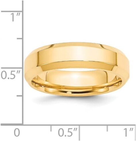 Solid 14k Yellow Gold 6mm Bevel Edge Comfort Fit Wedding Band Ring in Saudi Arabia
