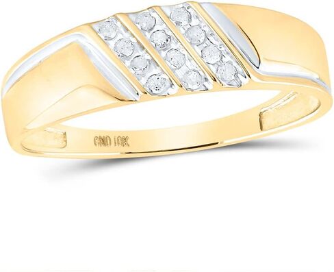 Jewels by Lux 10K Gold Gold Mens Round Cannel Thannd Diagonal Diagonal Row Row Band 1/8 CTTW ، Mens Size: 8-12 in Saudi Arabia