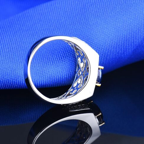 Men's 14K/18K Yellow White Gold Natural Emerald Ring Sapphire Tanzanite Engagement Wedding Band with Diamonds for Man Father's Day Promotion in Saudi Arabia