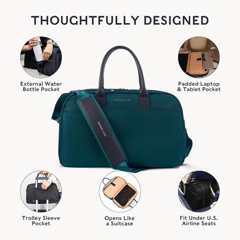 Nomad Lane Carry-on Luggage Duffel Bag ، حقيبة متينة وخفيفة الوزن. حقيبة بنتو ، حقيبة سفر شخصية للبند الشخصي للرجال والنساء ، الصنوبر الأخضر in Kuwait