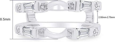 3/4 Carat Baguette & Round White Cubic Zirconia Enhancer Guard Ring In 10K Solid Gold (0.75 Cttw) in Saudi Arabia