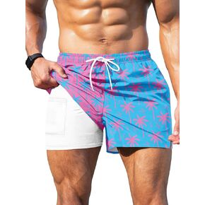 Keevoom Mens Swim Trunks Compression Liner Swim Sweat Shorts Quick Dry Swimswear Swimsuit Suits Suits Suits Board With Mobiets in Kuwait