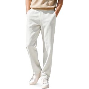 Heyfanee Mens Corduroy Casual Pants Relaxed Fit Trousers for Men with Belt Loops in Kuwait