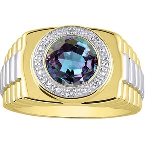 Rylos Men's Rings 14K Yellow Gold Ring: Round Shape Cabochon Gemstone & Diamonds - Designer Style Rings for Men, Sizes 8-13. Exquisite Men's Jewelry! in Kuwait