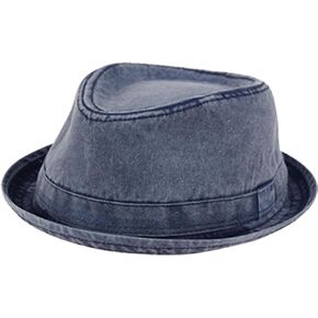 قبعة فيدورا من القطن المغسول بنمط عتيق كاجوال للرجال (الولايات المتحدة، ألفا، كبير، X-Large، أسمر ضارب للصفرة) in Kuwait