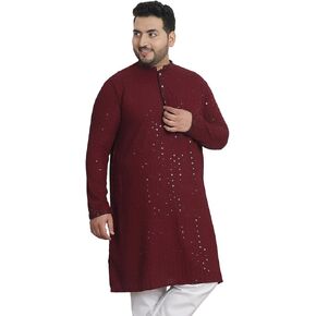 Sojanya PLUS (Since 1958) Men's Cotton Sequinned Embroidered Long Kurta in Saudi Arabia