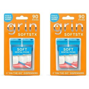 سوفتستكس، أعواد أسنان لطيفة، عدد 90، شعيرات مرنة ناعمة، مسواك لإزالة البلاك، نكهة النعناع، ​​بين الأسنان، علبة صحية قابلة لإعادة الملء، للأقواس والجسور وزراعة الأسنان in Kuwait