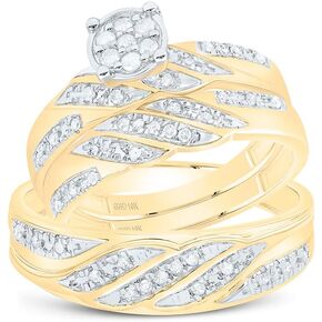 Jewels By Lux 10kt Yellow Gold His & Hers 1/3 Cttw Natural Diamond Round Bridal Wedding Ring Band Set, Women Size: 5-9, Men Size: 8-12 in Saudi Arabia