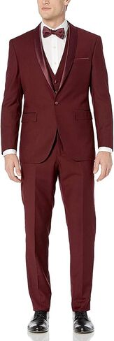 Adam Baker Men's 100% Wool Modern Fit Single Breasted Three Piece Tuxedo - Colors in Kuwait