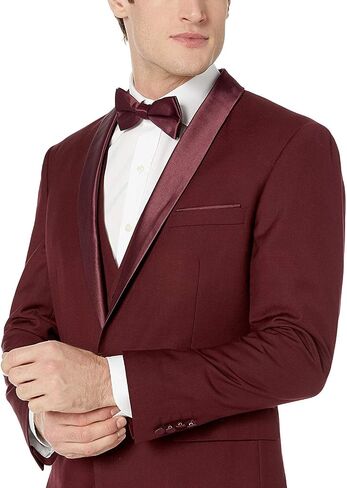 Adam Baker Men's 100% Wool Modern Fit Single Breasted Three Piece Tuxedo - Colors in Kuwait