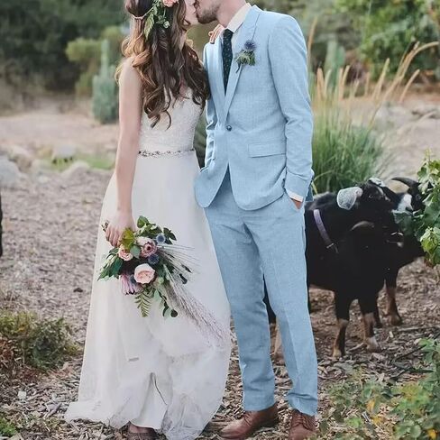 High-End Suits Retro Linen Suit for Men Casual Wedding Suit for Men Slim Fit 3 Pieces Jacket Blazer Vest Pant Groom Tuxedo in Saudi Arabia