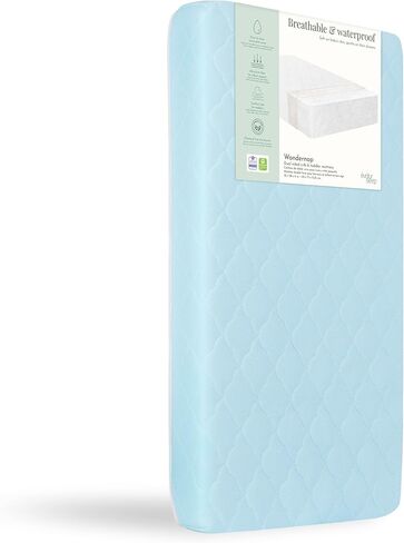 مرتبة سرير أطفال كاملة الحجم 2 في 1 من Evolur Wondernap، معتمدة من JPMA وGreenguard Gold، مصنوعة من مواد مستدامة معاد تدويرها، أزرق in Kuwait