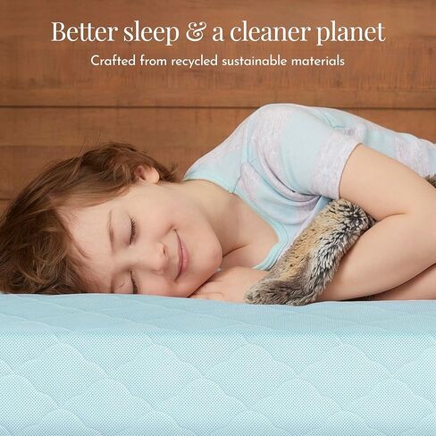 مرتبة سرير أطفال كاملة الحجم 2 في 1 من Evolur Wondernap، معتمدة من JPMA وGreenguard Gold، مصنوعة من مواد مستدامة معاد تدويرها، أزرق in Kuwait