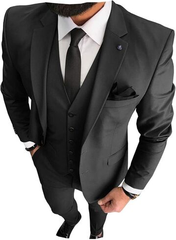 3 Pieces Business Mens Suit Notch Lapel Blazer Formal Wedding Groom Pants Tux Vest Tuxedos in Kuwait