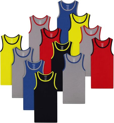 Buyless Fashion Boys Scoop Neck Tagless Undershirts Soft Cotton Tank Top (12 Pack) in Saudi Arabia