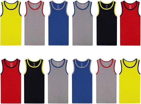 Buyless Fashion Boys Scoop Neck Tagless Undershirts Soft Cotton Tank Top (12 Pack) in Saudi Arabia