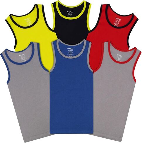 Buyless Fashion Boys Scoop Neck Tagless Undershirts Soft Cotton Tank Top (12 Pack) in Saudi Arabia