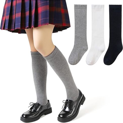Kids Knee High Socks Boy Girls Cotton School Uniform Breathable Casual Sports Socks 3 Pairs in Saudi Arabia
