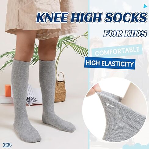 Kids Knee High Socks Boy Girls Cotton School Uniform Breathable Casual Sports Socks 3 Pairs in Saudi Arabia