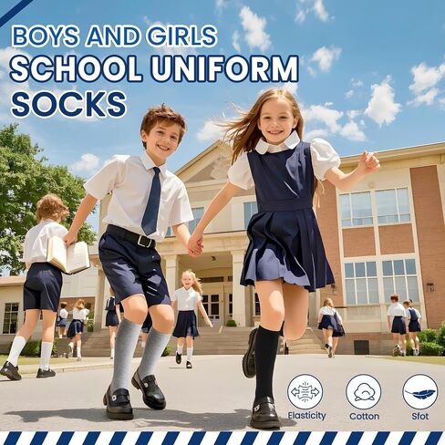 Kids Knee High Socks Boy Girls Cotton School Uniform Breathable Casual Sports Socks 3 Pairs in Saudi Arabia