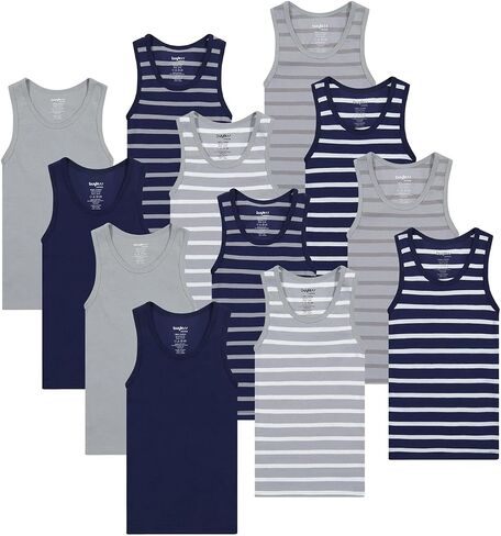 Buyless Fashion Boys Scoop Neck Tagless Undershirts Soft Cotton Tank Top (12 Pack) in Saudi Arabia
