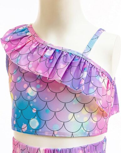 GALLDEALS Girls Swimsuit 3 Piece Bathing Suits Flounce Ruffle Tankini Set Beach Swimwear with Cover Ups Skirt for 3-10 Years in Saudi Arabia
