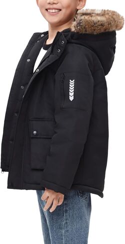 Rokka&Rolla Boys' Warm Parka Jacket Sherpa Fleece Lined Winter Snow Coat in Saudi Arabia