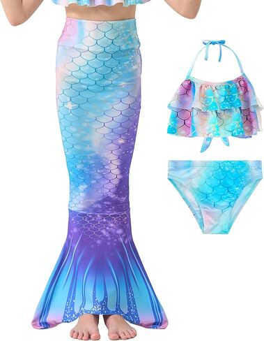 GALLDEALS Girls 3 Piece Swimsuit Bathing Suits Bikini with Cover Up Skirt 3 to 12 Years in Kuwait