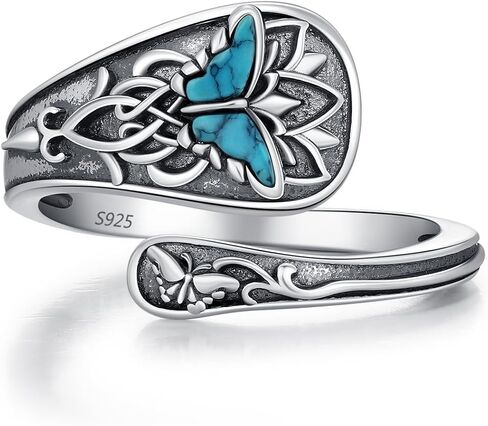 Spoon Ring 925 Sterling Silver Hummingbird Ring Vintage Antique Spoon Rings Hummingbird Jewelry Adjustable Rings for Women in Saudi Arabia