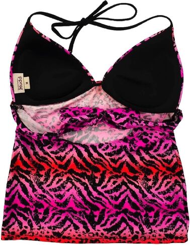 Mudd Girls Swimwear Halter Tankini Top Spaghetti Strap ، Animal Print Pink in Saudi Arabia