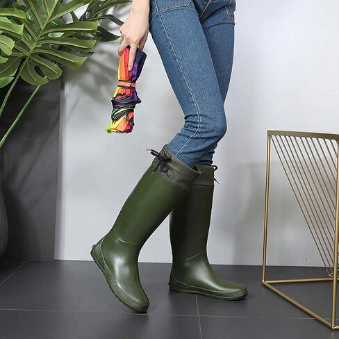 Asgard Packable Tall Rain Boots for Women Waterproof Rubber Garden Boots Ultra Lightweight Flat Mud Boots- NOT FOR WIDE CALF in Kuwait