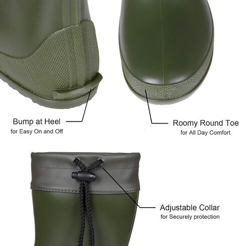 Asgard Packable Tall Rain Boots for Women Waterproof Rubber Garden Boots Ultra Lightweight Flat Mud Boots- NOT FOR WIDE CALF in Kuwait