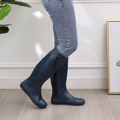 Asgard Packable Tall Rain Boots for Women Waterproof Rubber Garden Boots Ultra Lightweight Flat Mud Boots- NOT FOR WIDE CALF in Kuwait