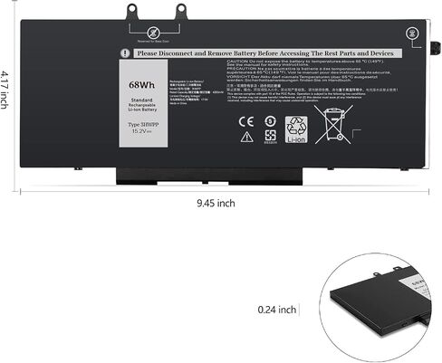 Amanda GJKNX Laptop Battery 7.6V 68Wh Replacement for Dell Latitude 5480 5580 5280 5590 5490 E5480 E5580 E5490 E5590 Precision 15 3520 3530 Series GD1JP 0GD1JP DY9NT 0DY9NT 5YHR4 451-BBZG 4cell in Saudi Arabia