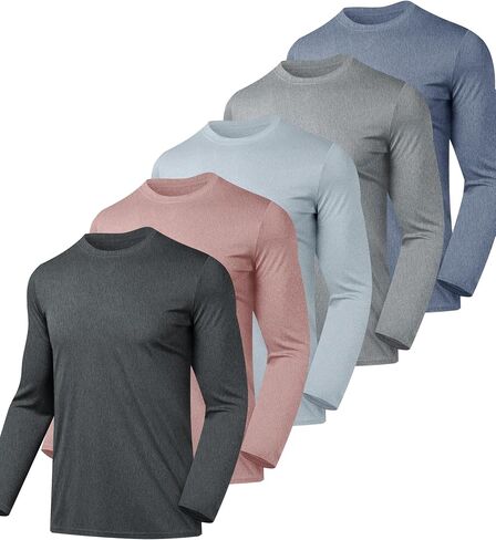 6 Pack Men's Long Sleeves Dry Fit Shirts, UPF 50+ Rash Guard Swim SPF Fishing UV Sun Protection Shirts in Kuwait