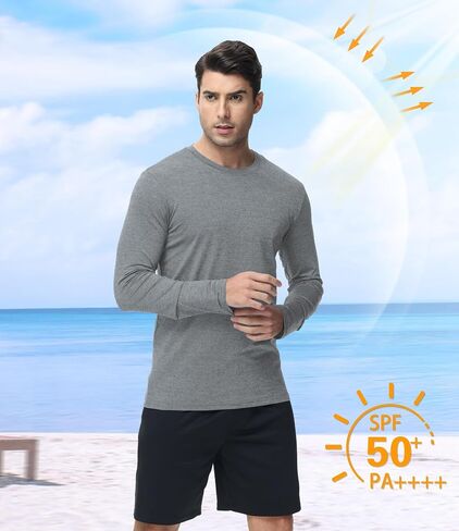 6 Pack Men's Long Sleeves Dry Fit Shirts, UPF 50+ Rash Guard Swim SPF Fishing UV Sun Protection Shirts in Kuwait