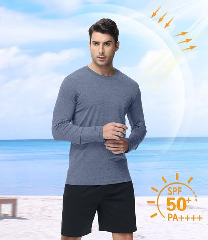 6 Pack Men's Long Sleeves Dry Fit Shirts, UPF 50+ Rash Guard Swim SPF Fishing UV Sun Protection Shirts in Kuwait