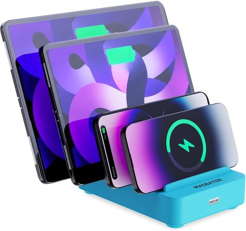 محطة شحن سريعة وآمنة لأجهزة متعددة - 4 منافذ سريعة - PD 20W & QC 3.0 - متوافقة مع جميع أجهزة USB - منظم شحن عائلي - شهادة UL وFCC - أرجواني in Saudi Arabia