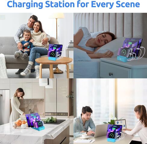محطة شحن سريعة وآمنة لأجهزة متعددة - 4 منافذ سريعة - PD 20W & QC 3.0 - متوافقة مع جميع أجهزة USB - منظم شحن عائلي - شهادة UL وFCC - أرجواني in Saudi Arabia